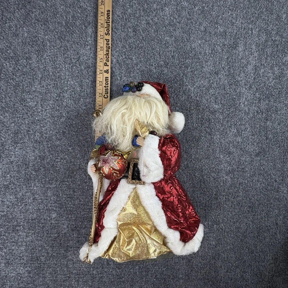 VTG Y2K Santa Claus Christmas‎ Figure or Tree Topper 12 Ornament Gold Staff 90s